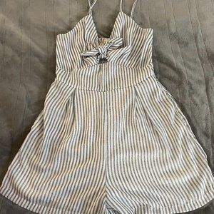White and Blue stripped romper